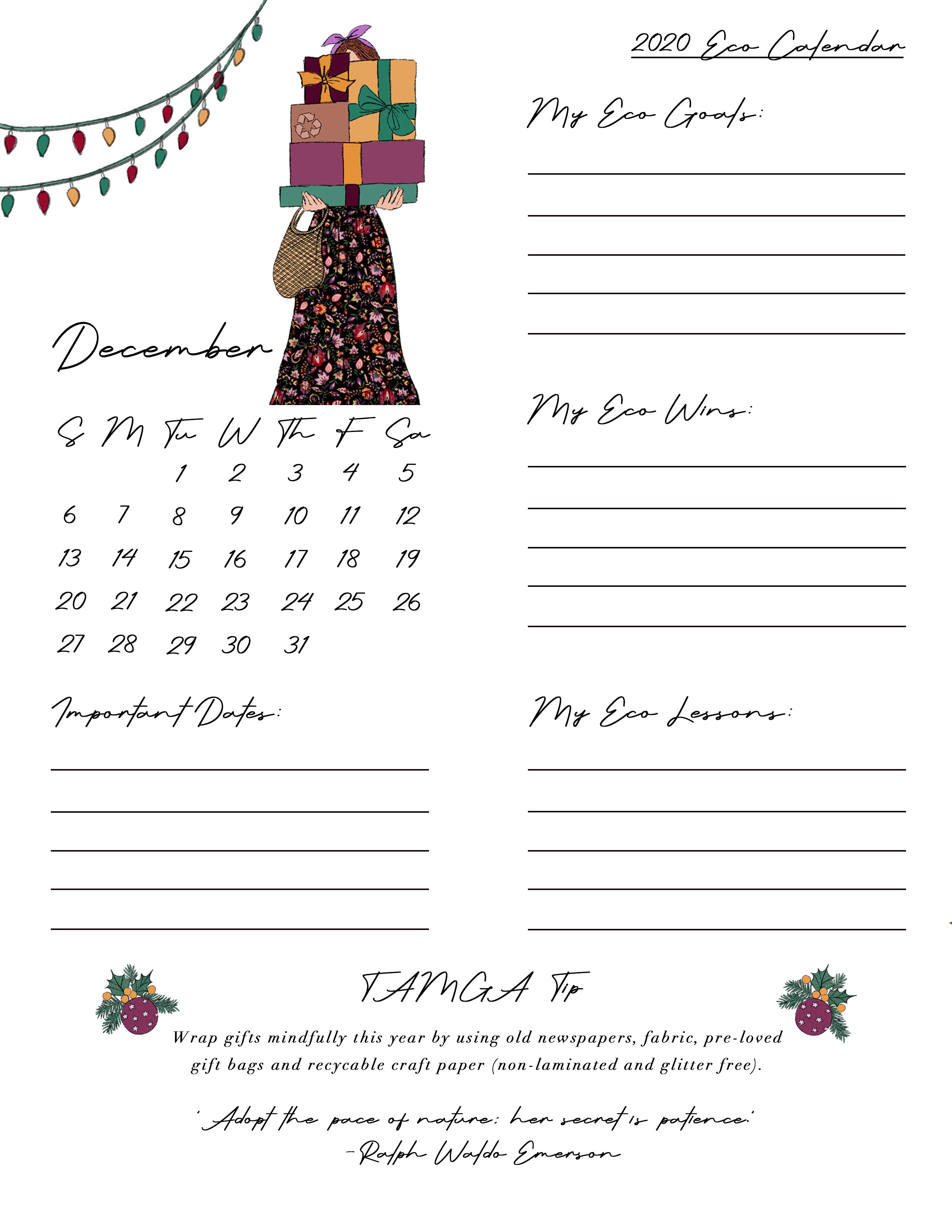 TAMGA December Eco Calendar